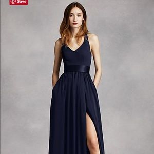 David’s Bridal V NECK HALTER GOWN MIDNIGHT Vera W